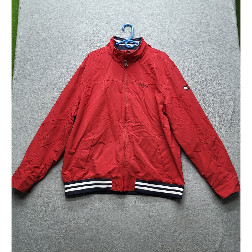 Tommy Hilfiger Men Jacket XXL Red Chest Embroidery‎ Peformance Windbreaker